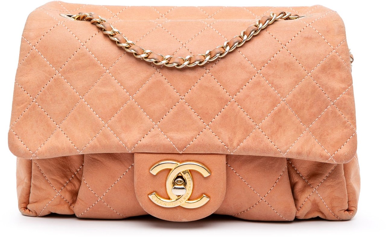 Chanel Small Aged Calfskin Chic Quilt Flap Oranje