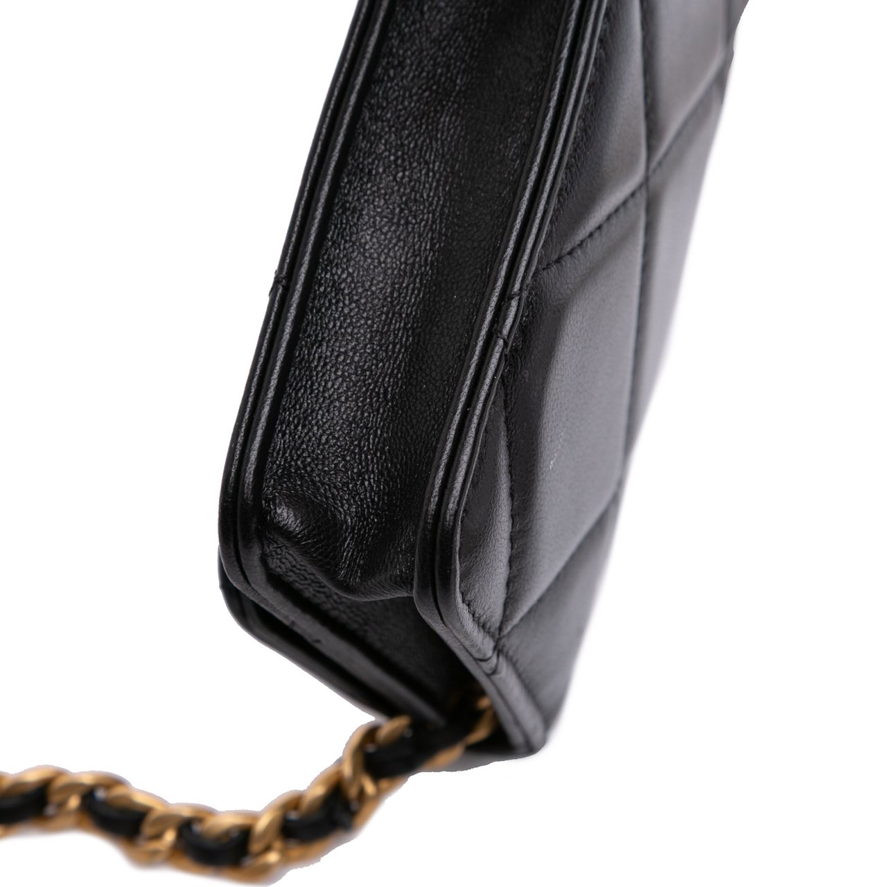 Chanel Lambskin 19 Flap Coin Purse With Chain Zwart