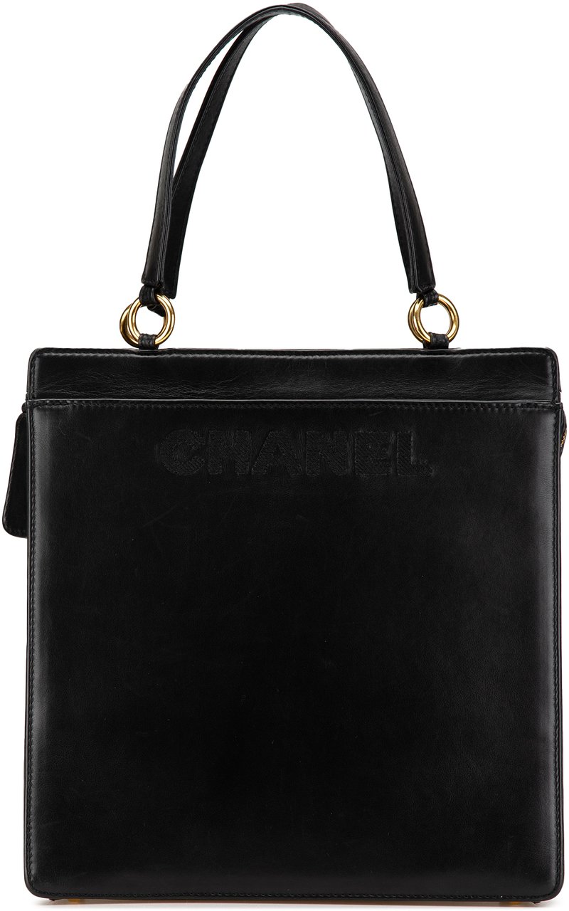 Chanel Lambskin Logo Tote Zwart
