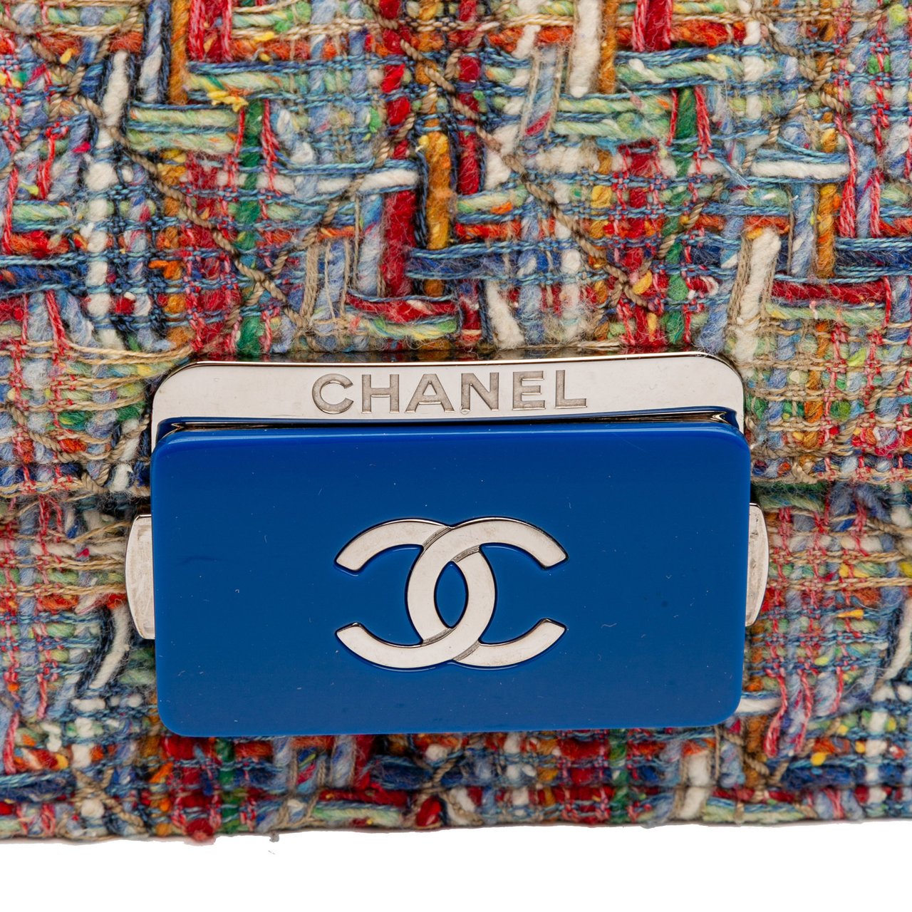 Chanel Mini Quilted Tweed Beauty Lock Flap Blauw
