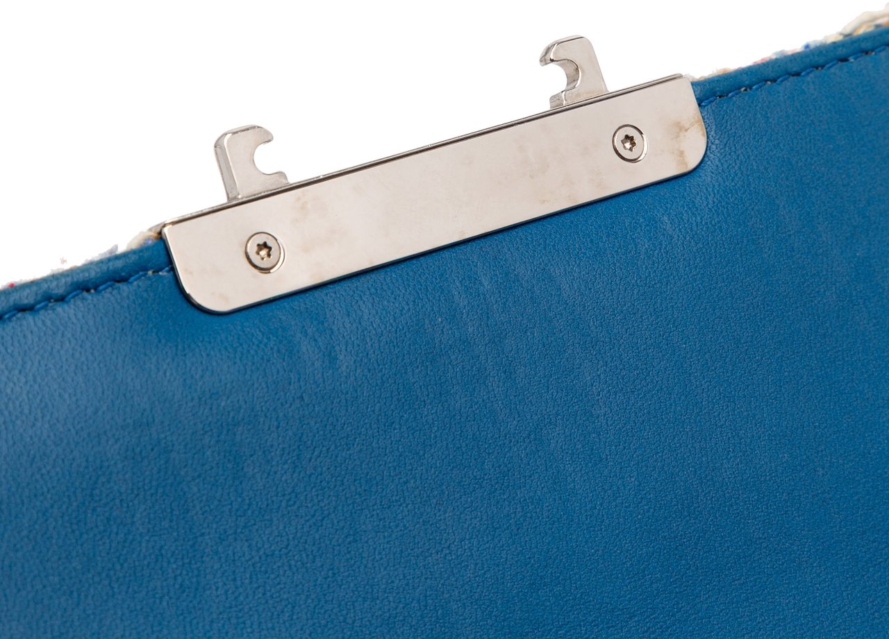 Chanel Mini Quilted Tweed Beauty Lock Flap Blauw
