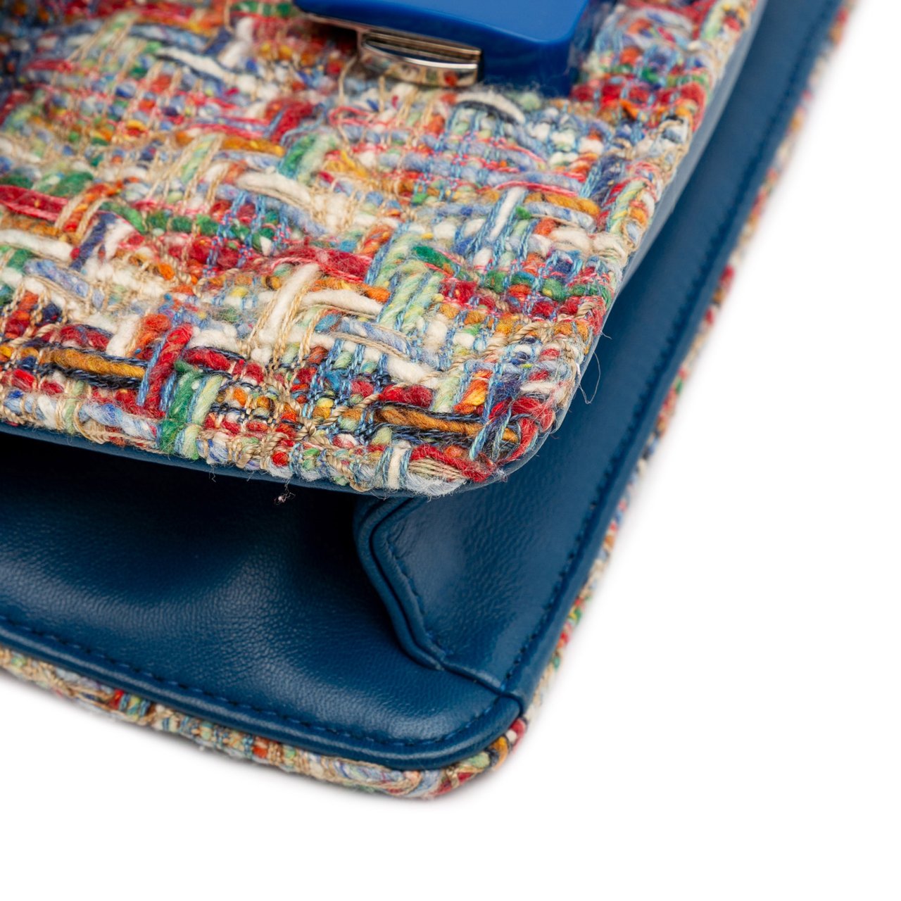 Chanel Mini Quilted Tweed Beauty Lock Flap Blauw