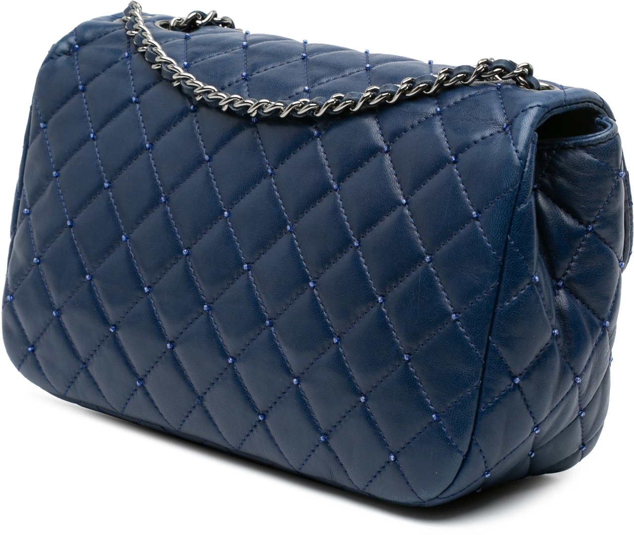 Chanel Small Quilted Lambskin Beaded Single Flap Blauw