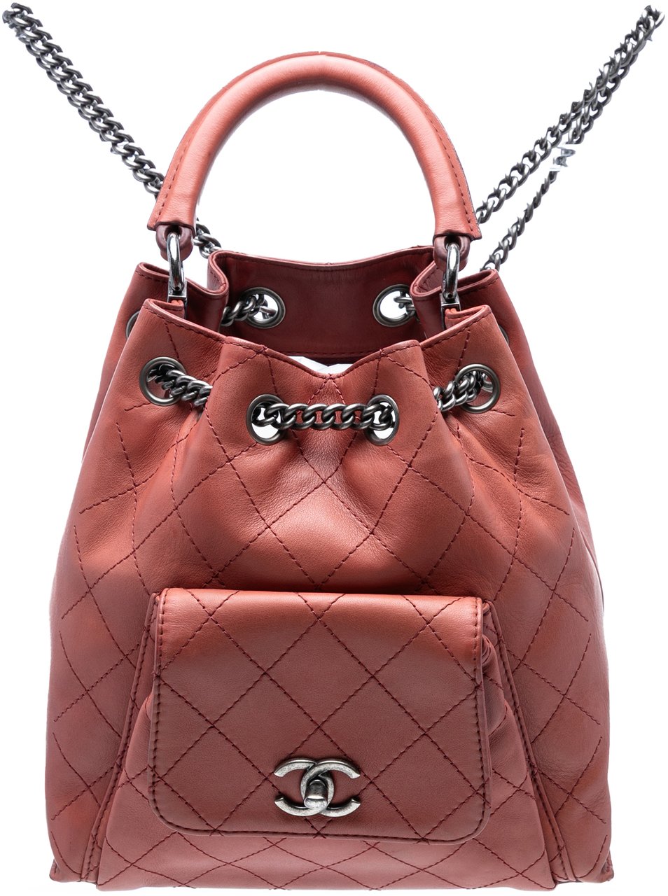Chanel Medium Stitched Calfskin Urban Luxury Drawstring Backpack Rood