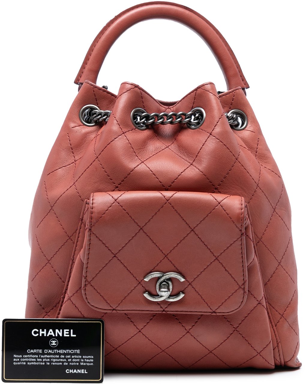 Chanel Medium Stitched Calfskin Urban Luxury Drawstring Backpack Rood