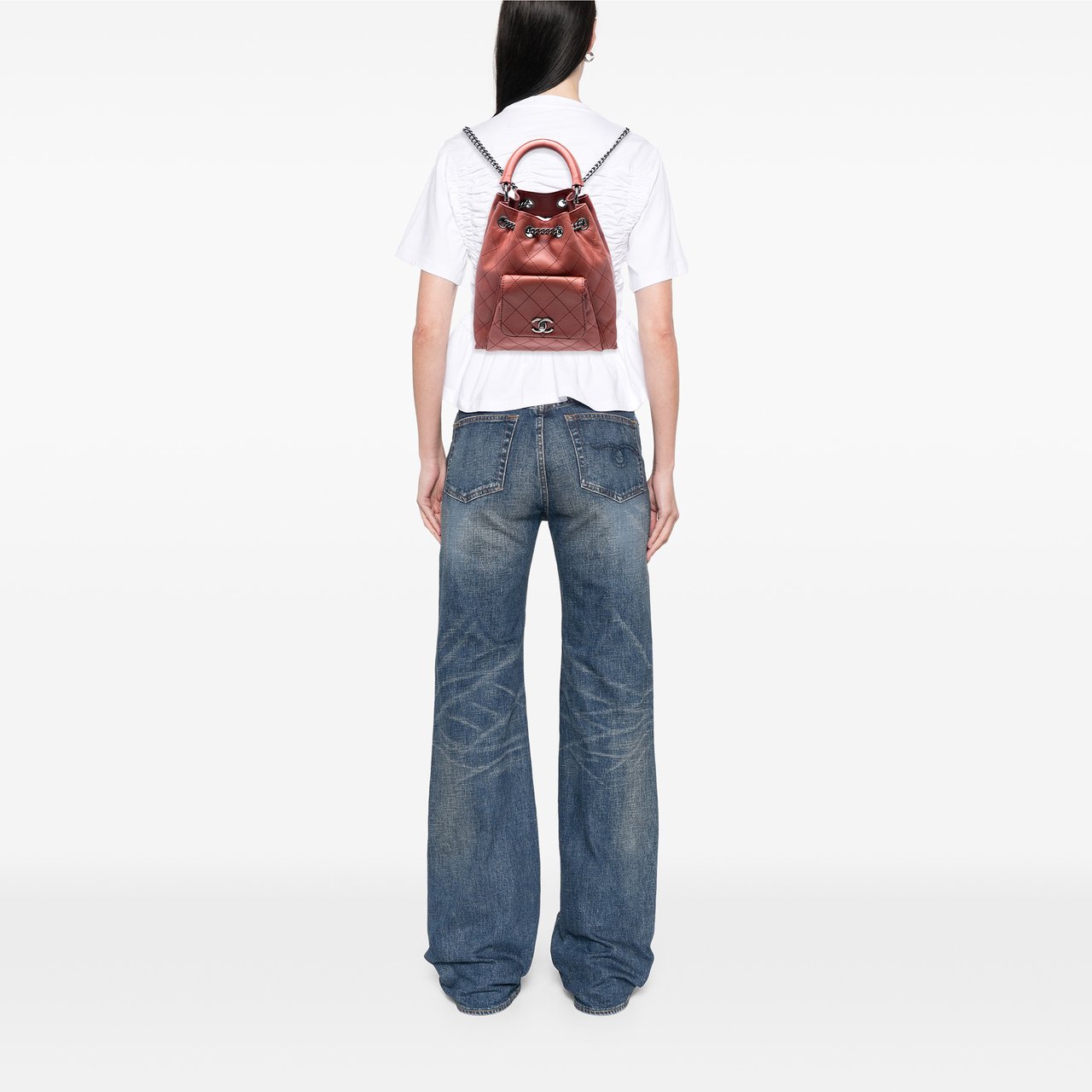 Chanel Medium Stitched Calfskin Urban Luxury Drawstring Backpack Rood