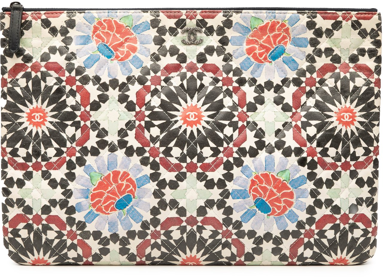 Chanel Paris Dubai Large Printed Lambskin Cosmetic Case Divers