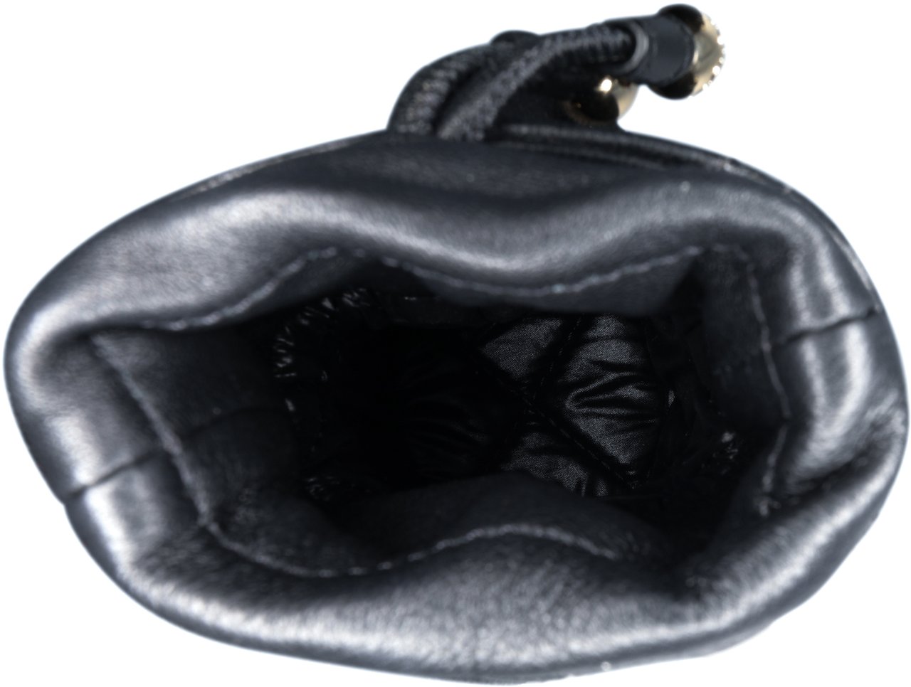 Chanel Micro Quilted Lambskin Drawstring Bucket Bag Zwart