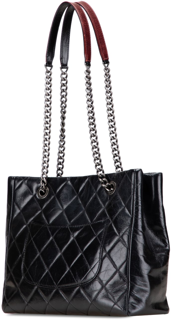 Chanel Small Quilted Glazed Calfskin Duo Color Tote Zwart