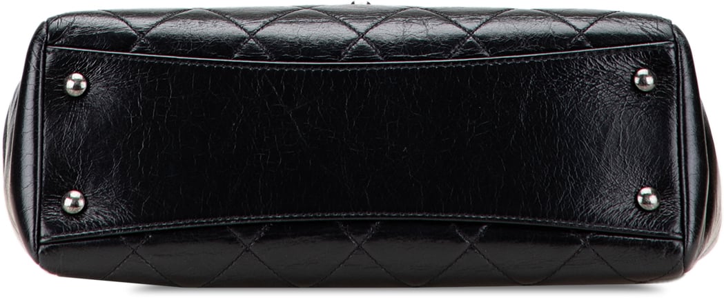 Chanel Small Quilted Glazed Calfskin Duo Color Tote Zwart