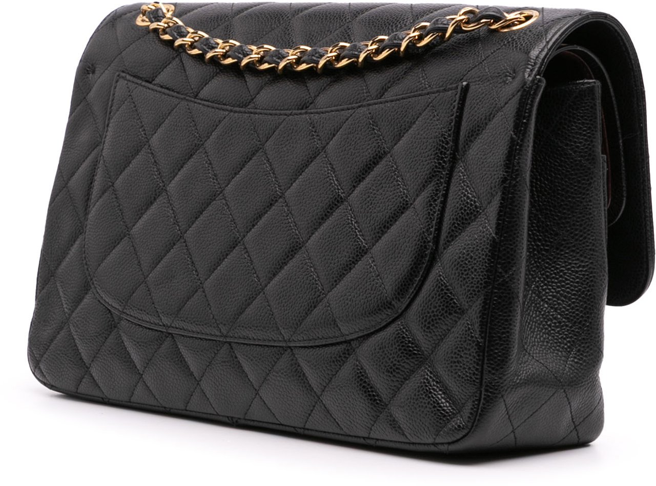 Chanel Jumbo Classic Caviar Double Flap Zwart