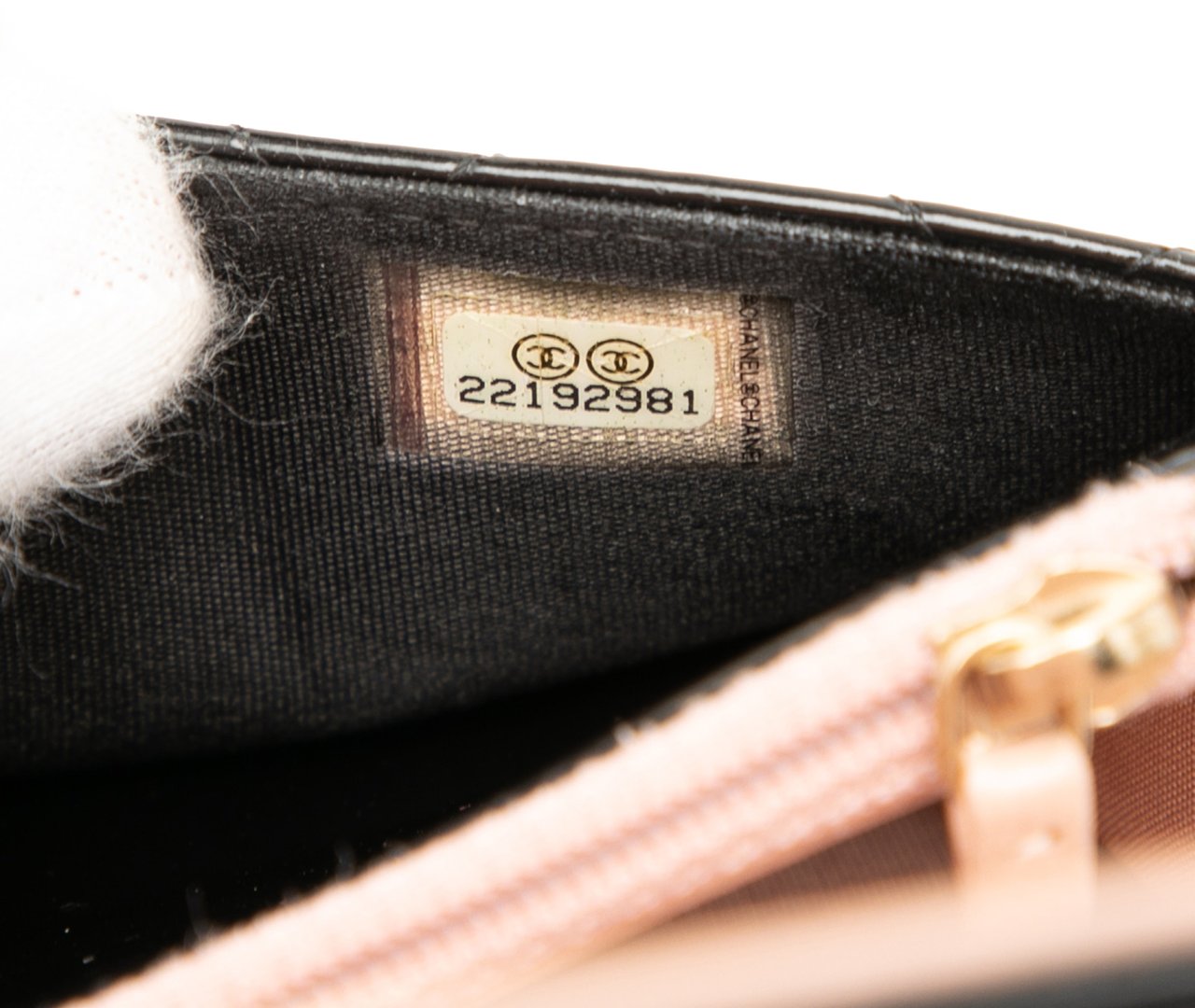 Chanel Quilted Patent Boy Wallet on Chain Zwart