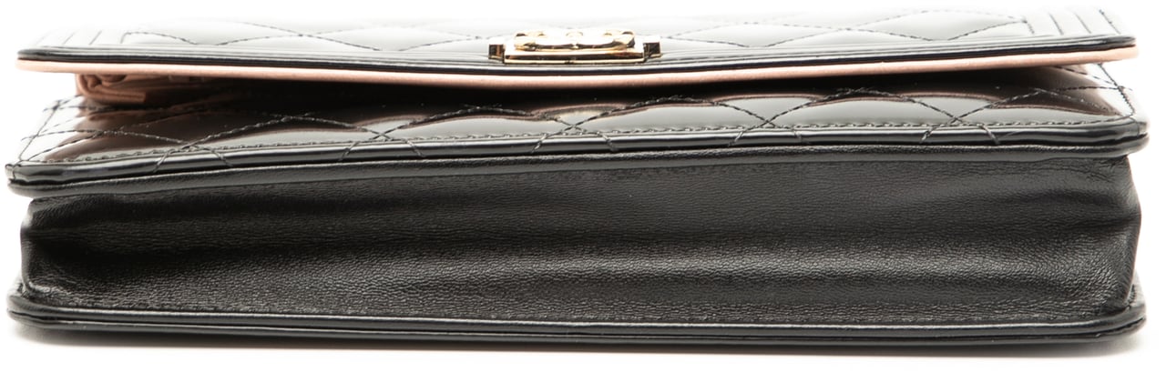 Chanel Quilted Patent Boy Wallet on Chain Zwart