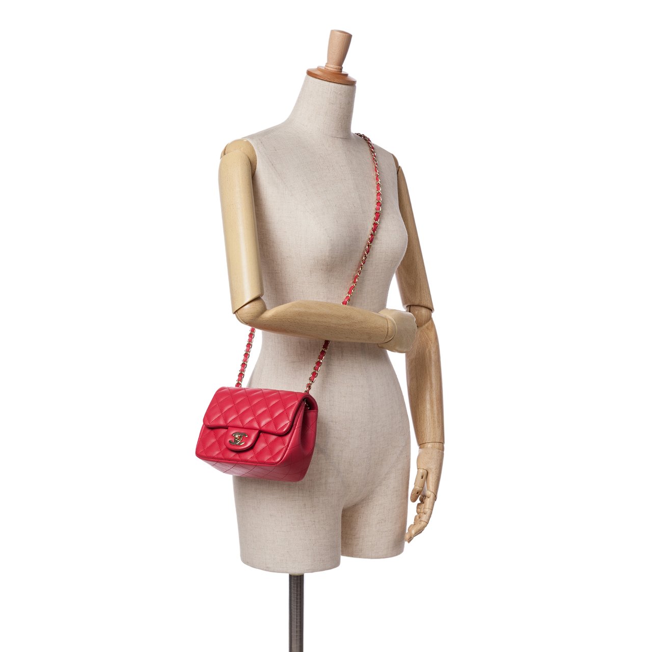 Chanel Mini Square Classic Lambskin Single Flap Roze