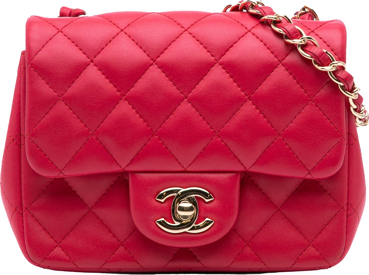 Chanel Mini Square Classic Lambskin Single Flap Roze