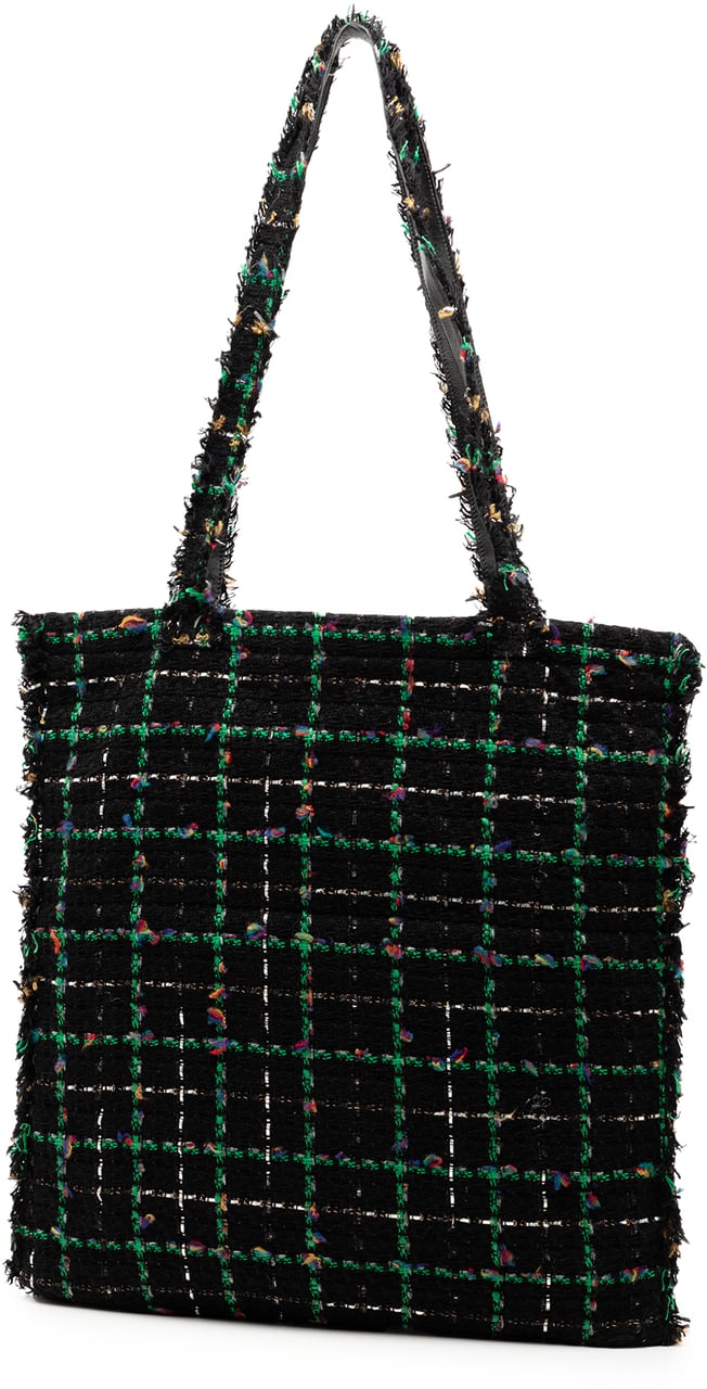 Chanel Large Tweed Resin Embellished Robot Shopping Tote Zwart