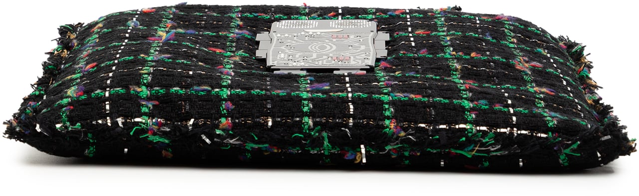 Chanel Large Tweed Resin Embellished Robot Shopping Tote Zwart