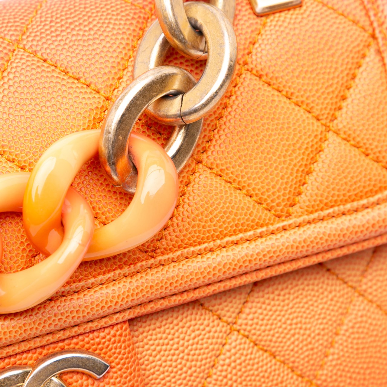 Chanel Small Quilted Caviar Sunset On The Sea Flap Oranje