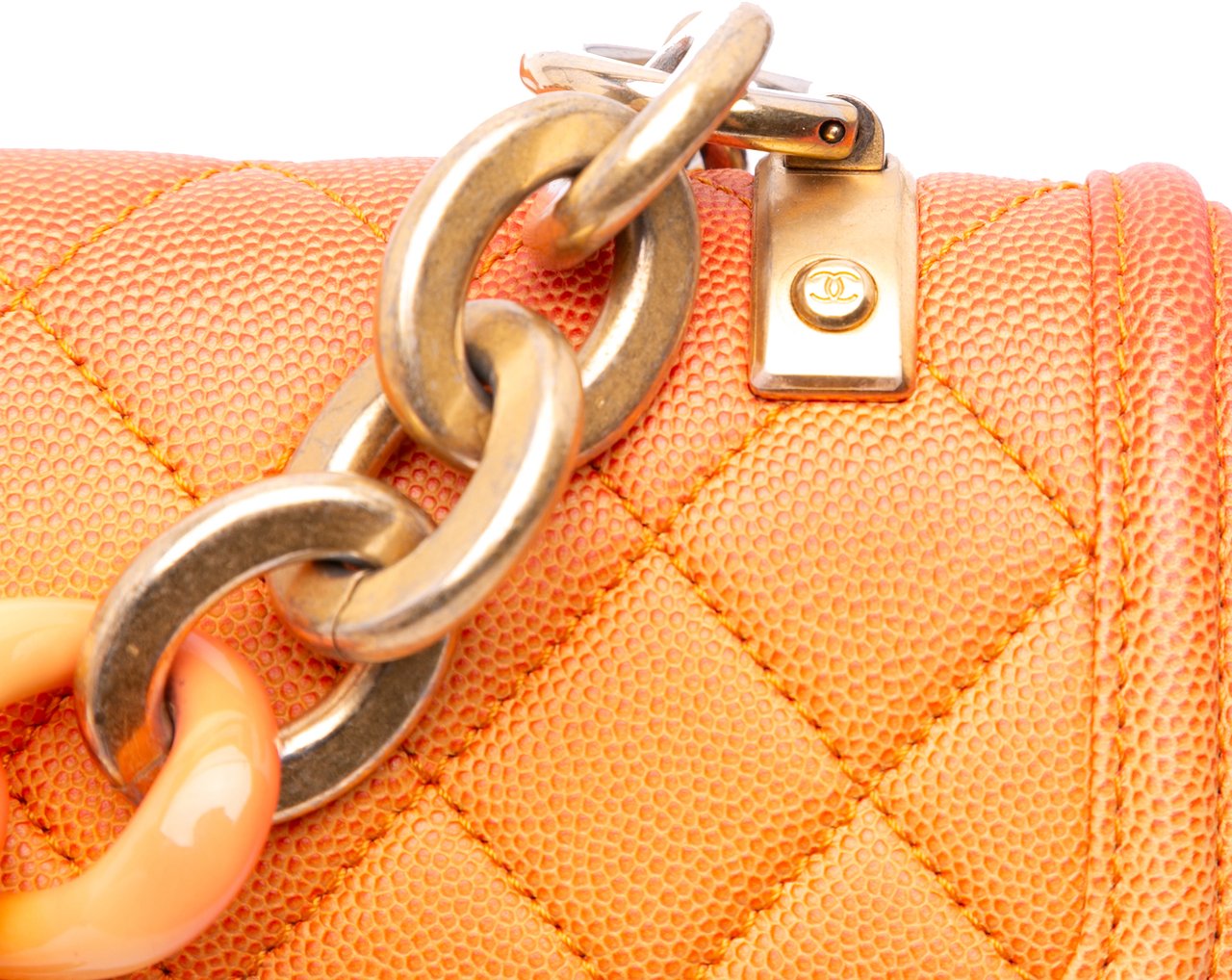 Chanel Small Quilted Caviar Sunset On The Sea Flap Oranje