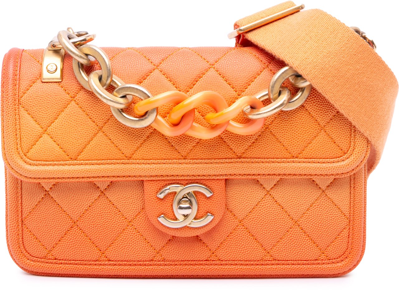 Chanel Small Quilted Caviar Sunset On The Sea Flap Oranje