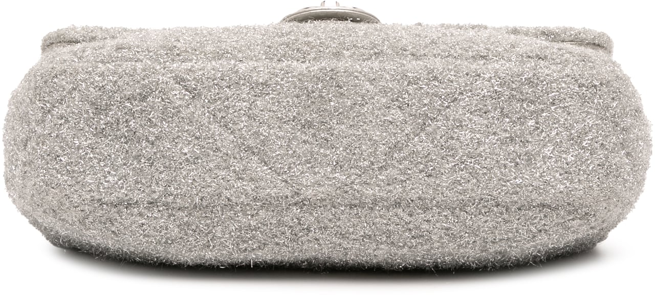 Chanel Medium Quilted Lurex Ground Control Pluto Glitter Flap Zilver