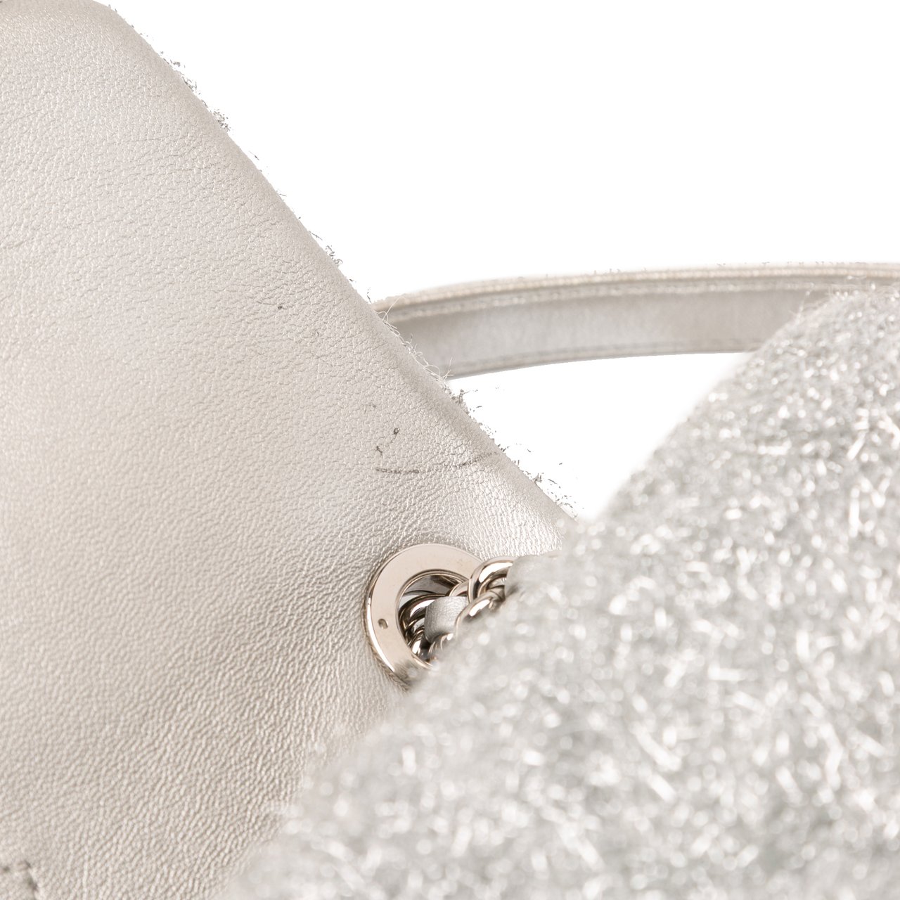 Chanel Medium Quilted Lurex Ground Control Pluto Glitter Flap Zilver
