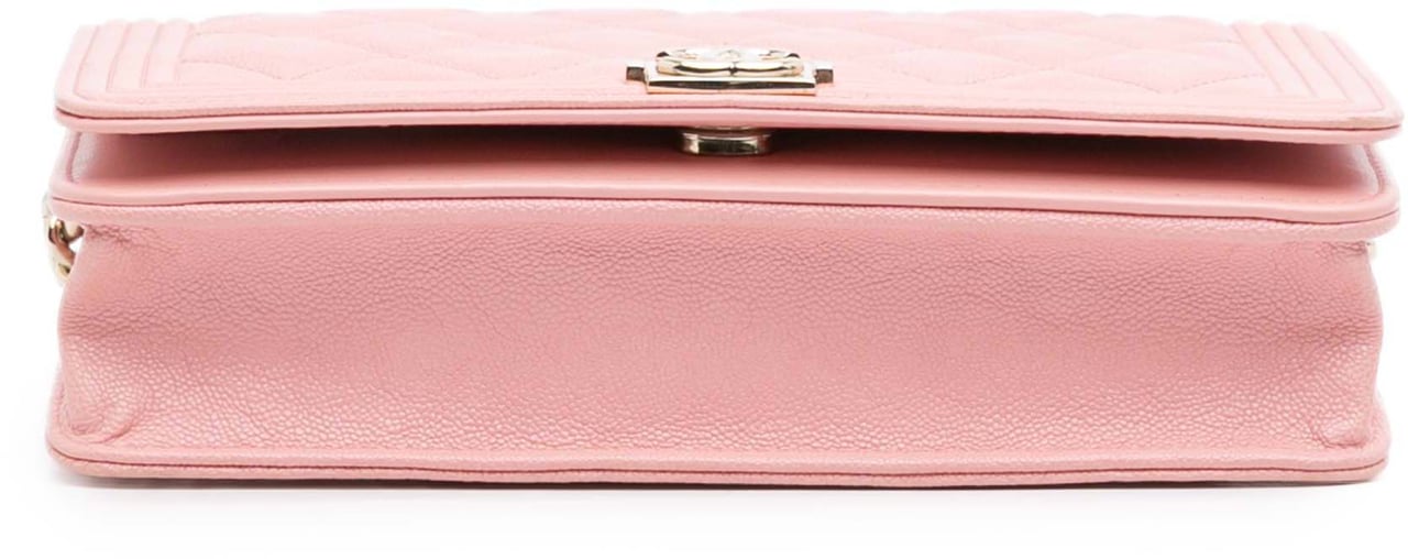 Chanel Quilted Caviar Boy Wallet on Chain Roze