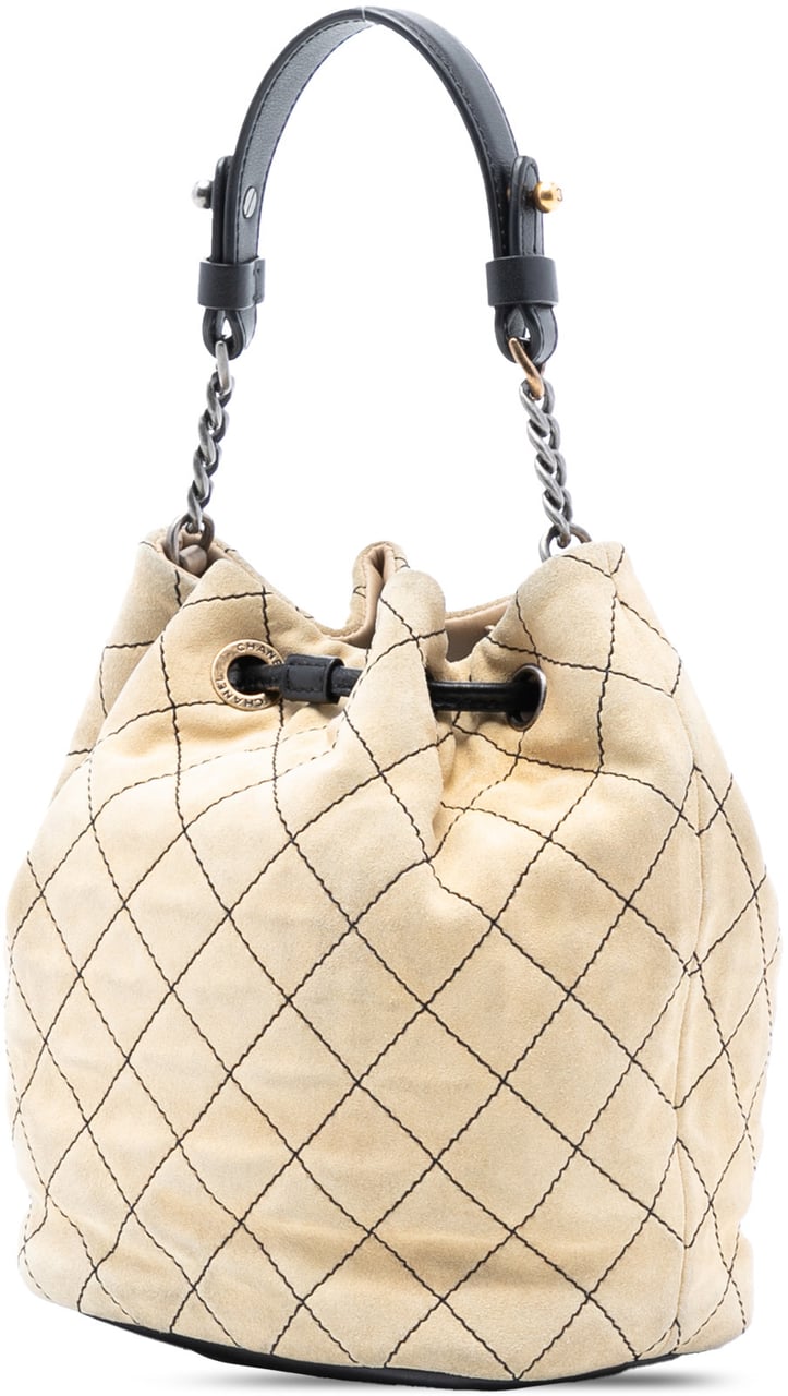 Chanel CC Suede Wild Stitch Bucket Bag Bruin