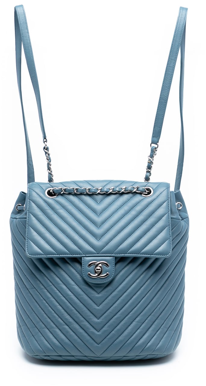 Chanel Chevron Lambskin Urban Spirit Backpack Blauw