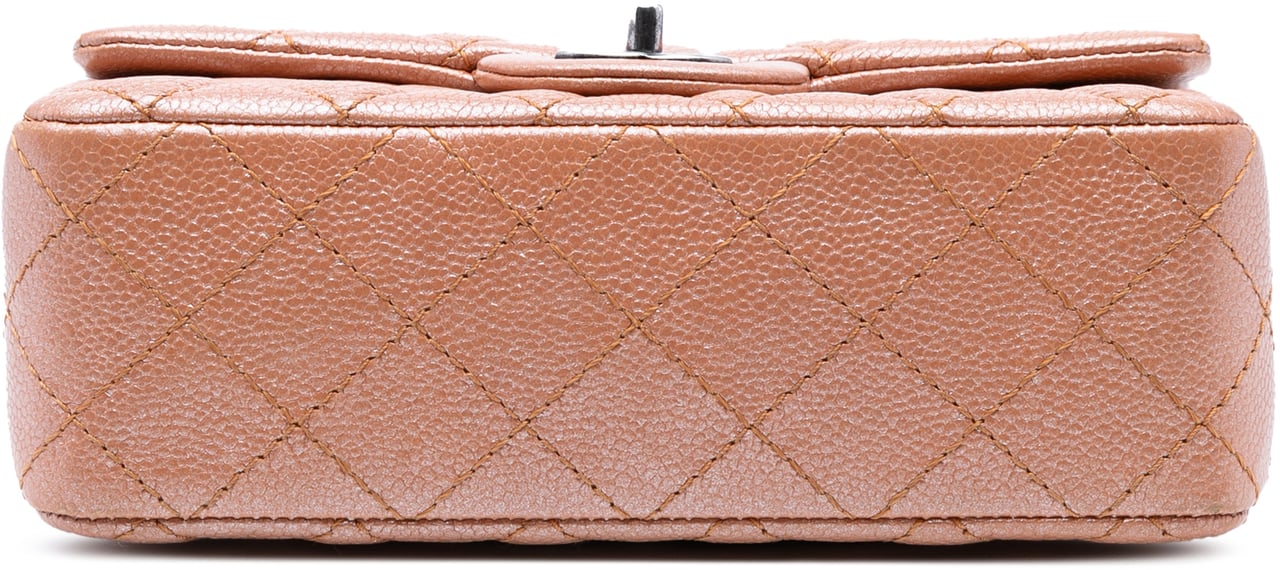 Chanel Mini Rectangular Classic Metallic Caviar Single Flap Roze