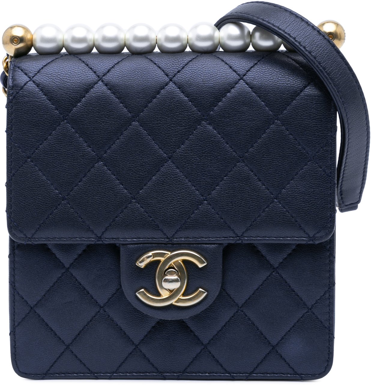 Chanel Small Lambskin Chic Pearls Flap Blauw
