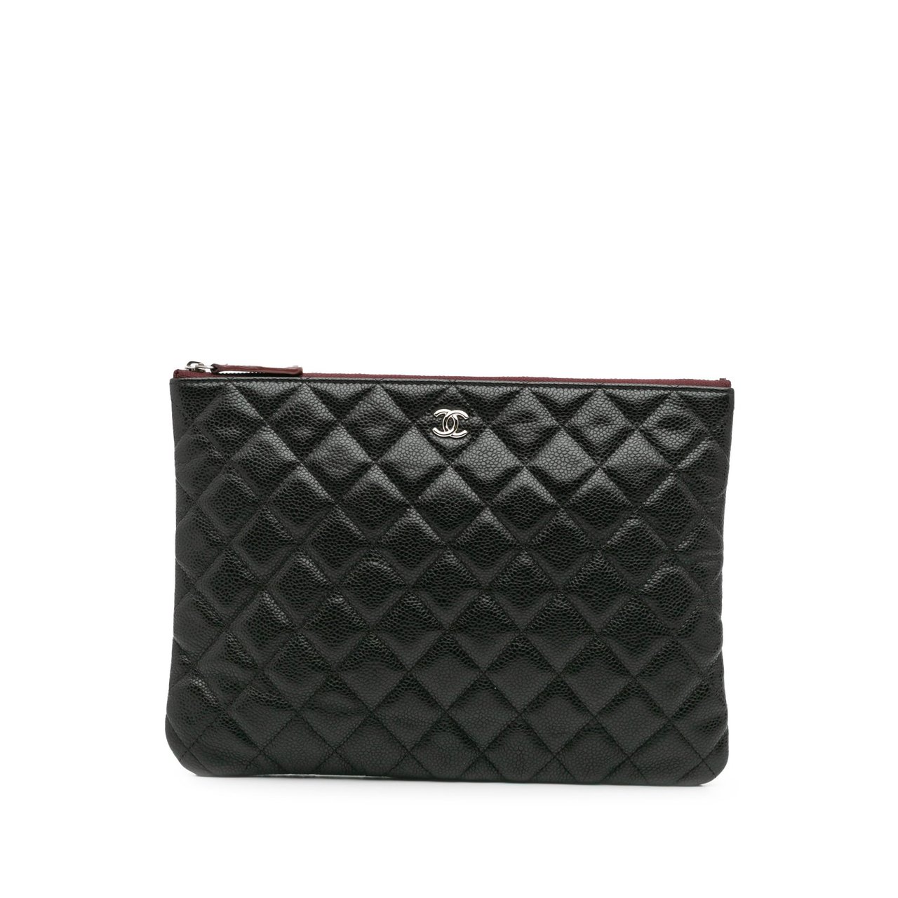 Chanel Medium Quilted Caviar O Case Clutch Zwart