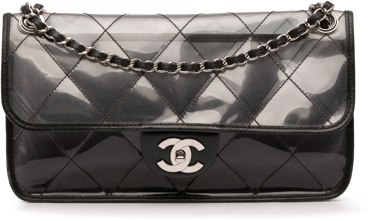Chanel Stitched PVC and Calfskin Naked Flap Zwart