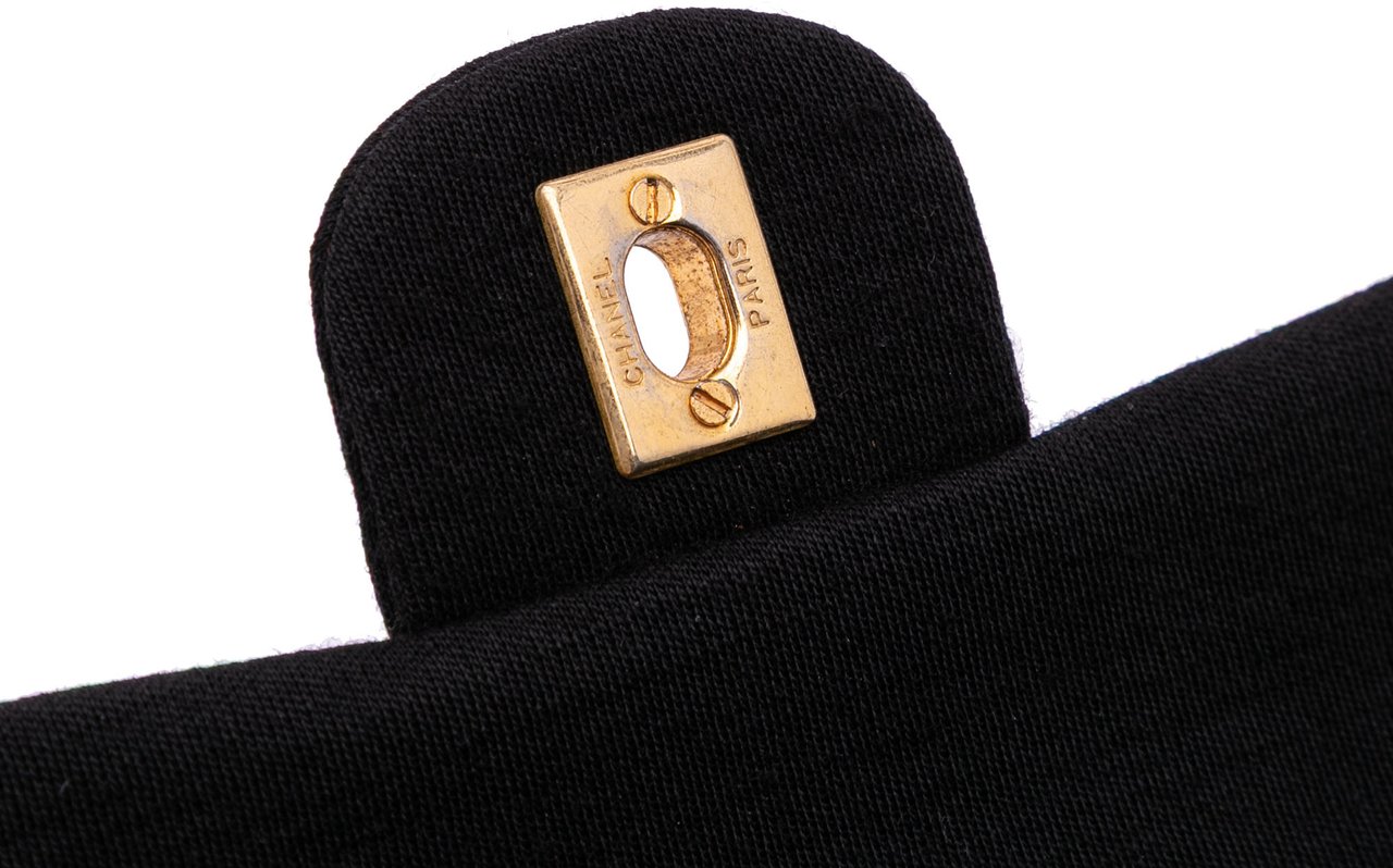 Chanel Small Classic Jersey Double Flap Zwart