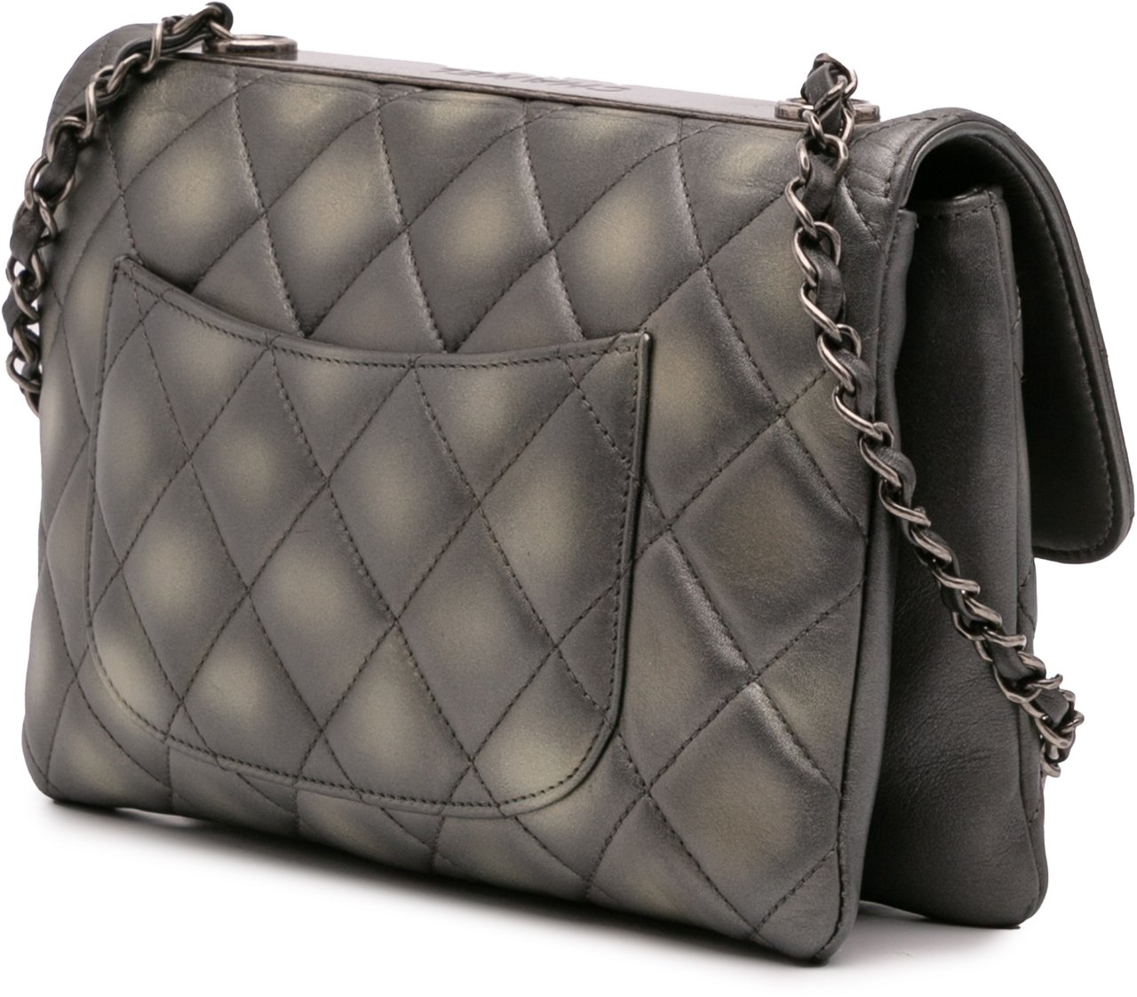 Chanel Quilted Metallic Lambskin Trendy CC Flap Grijs