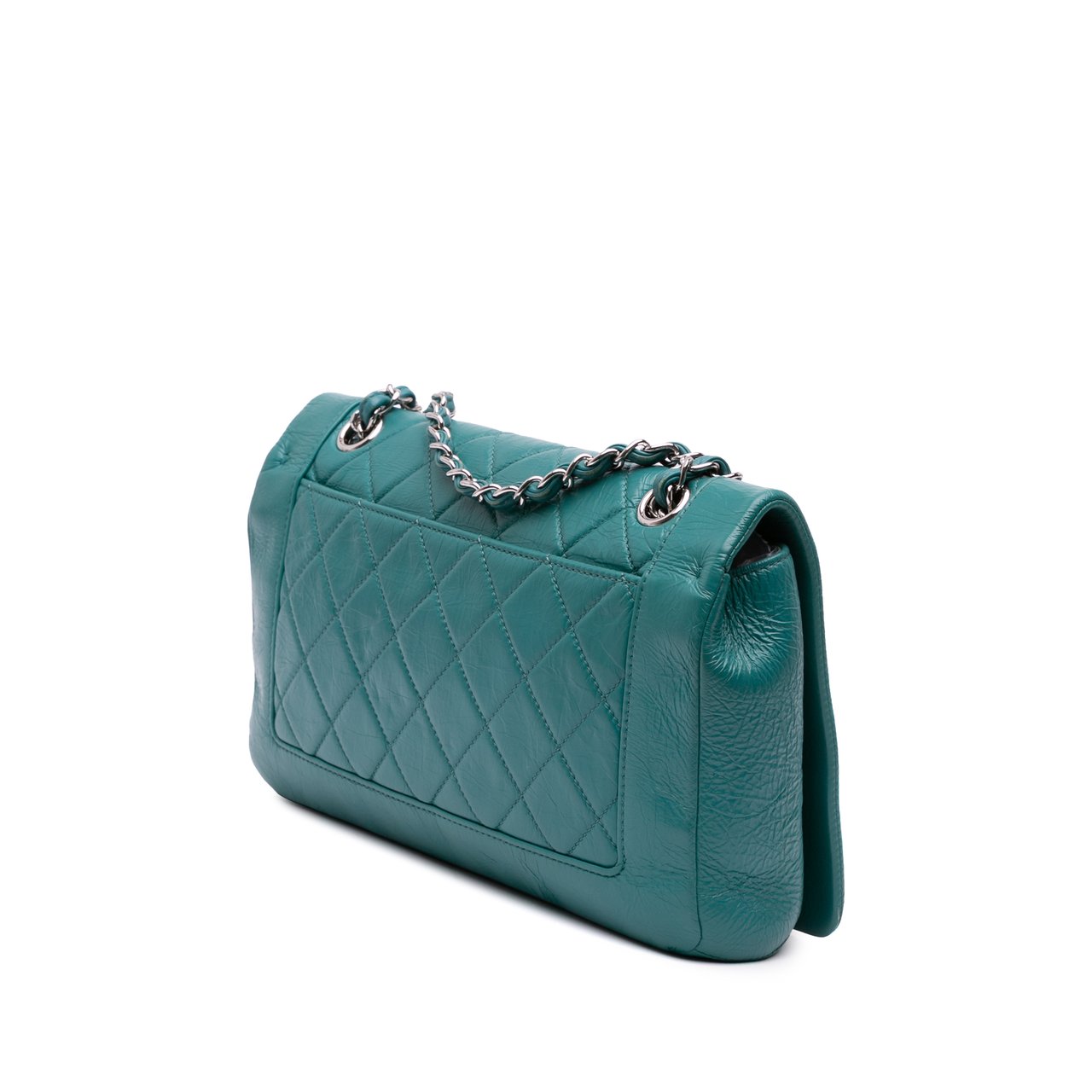 Chanel Medium Crumpled Calfskin Bi Vintage Full Flap Blauw