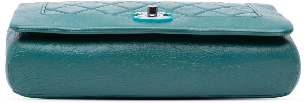 Chanel Medium Crumpled Calfskin Bi Vintage Full Flap Blauw