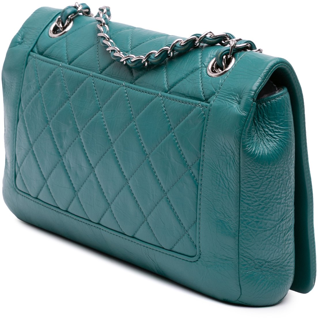 Chanel Medium Crumpled Calfskin Bi Vintage Full Flap Blauw