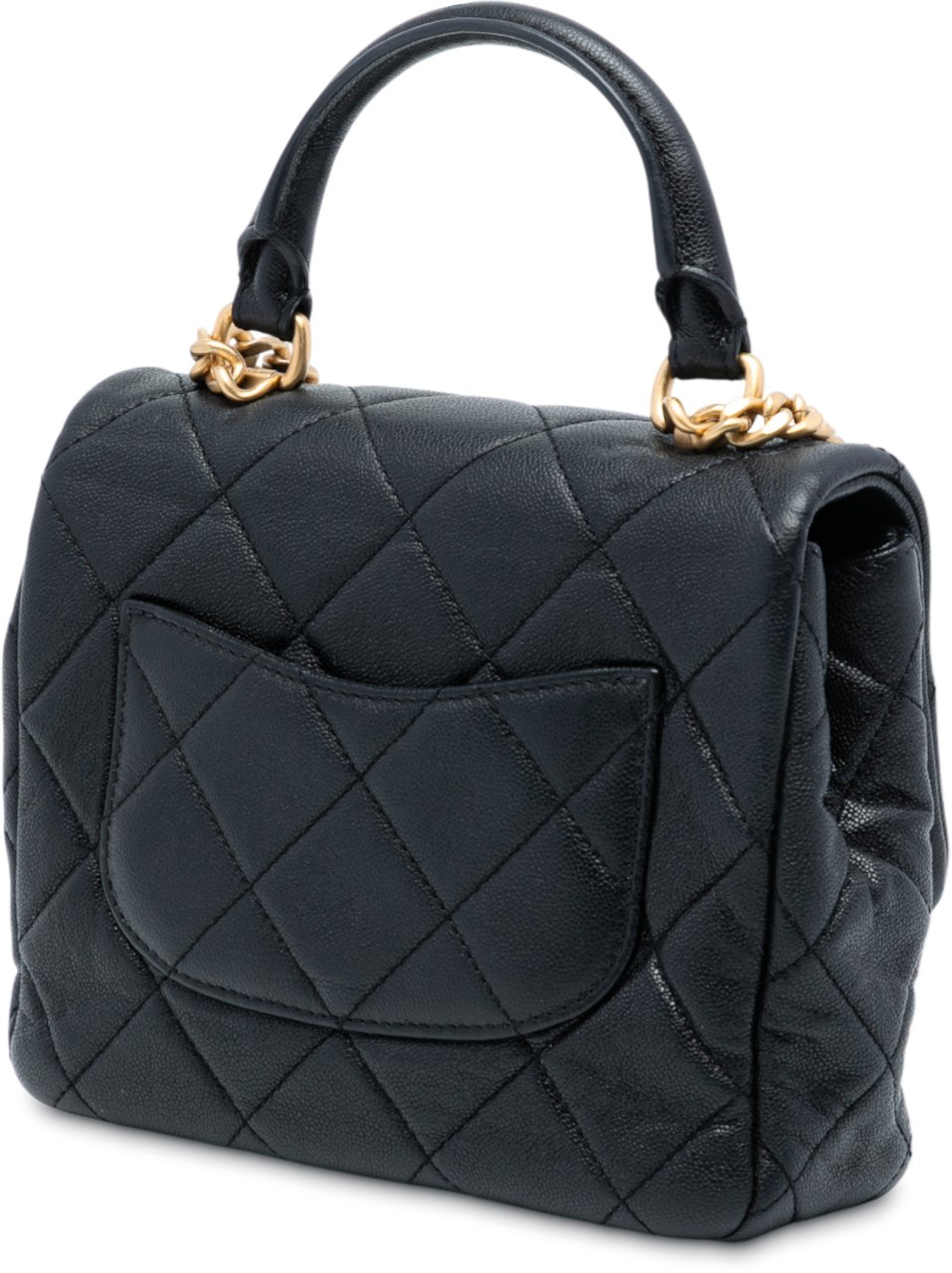 Chanel Mini Quilted Caviar Top Handle Flap Zwart
