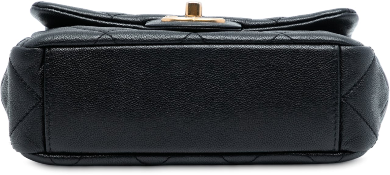 Chanel Mini Quilted Caviar Top Handle Flap Zwart