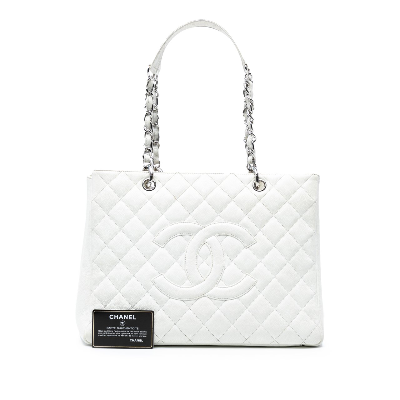 Chanel Caviar Grand Shopping Tote Wit