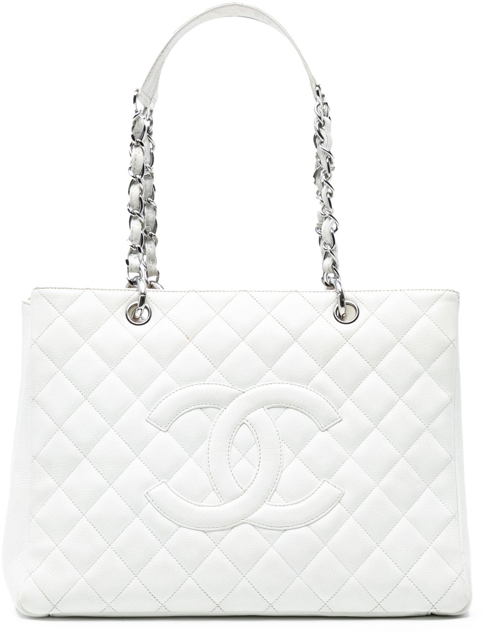 Chanel Caviar Grand Shopping Tote Wit