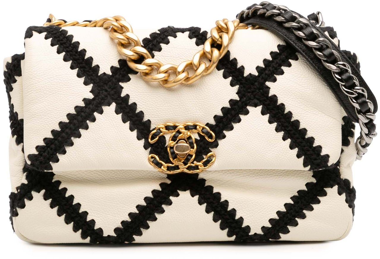Chanel Medium Crochet Calfskin 19 Flap Wit