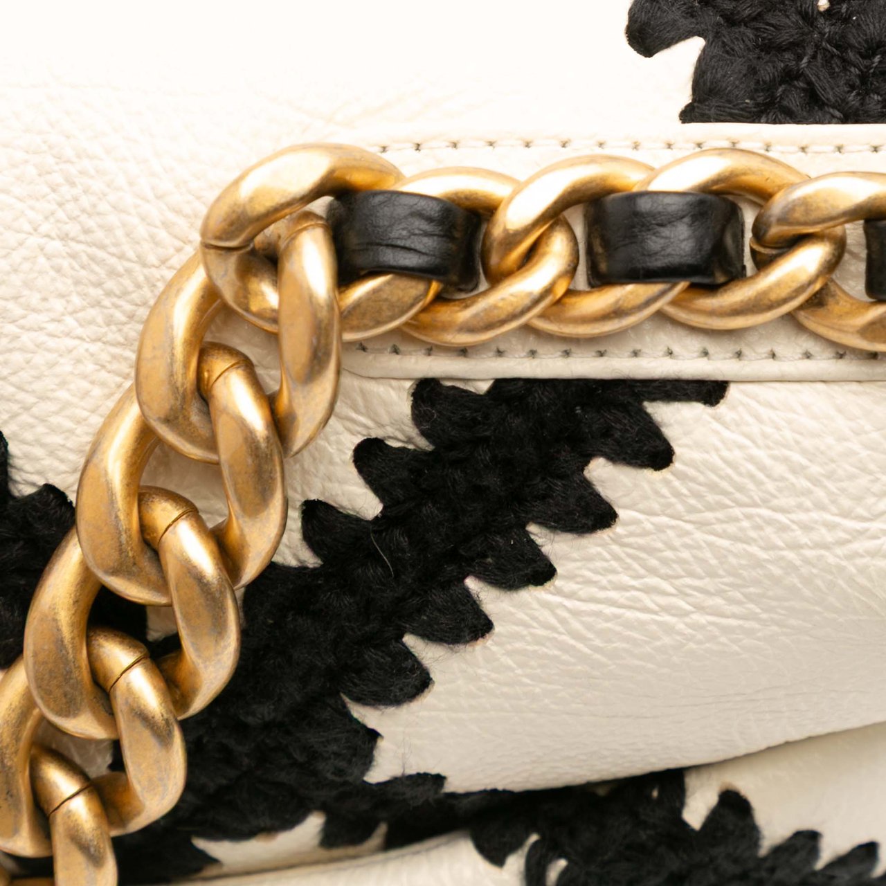 Chanel Medium Crochet Calfskin 19 Flap Wit