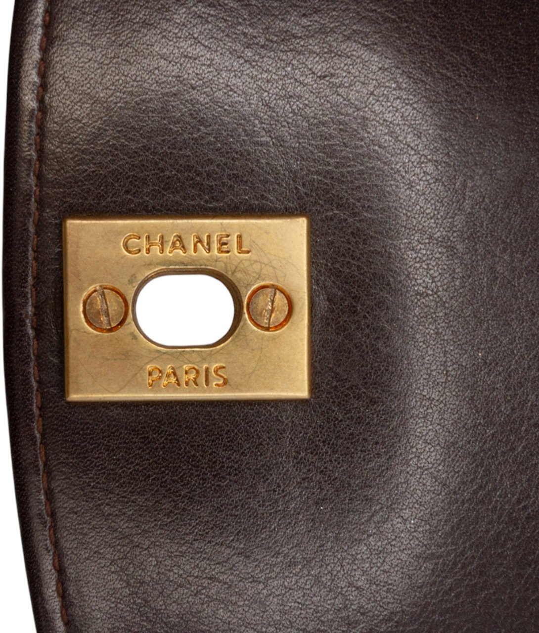 Chanel CC Lambskin Chain Shoulder Bag Bruin