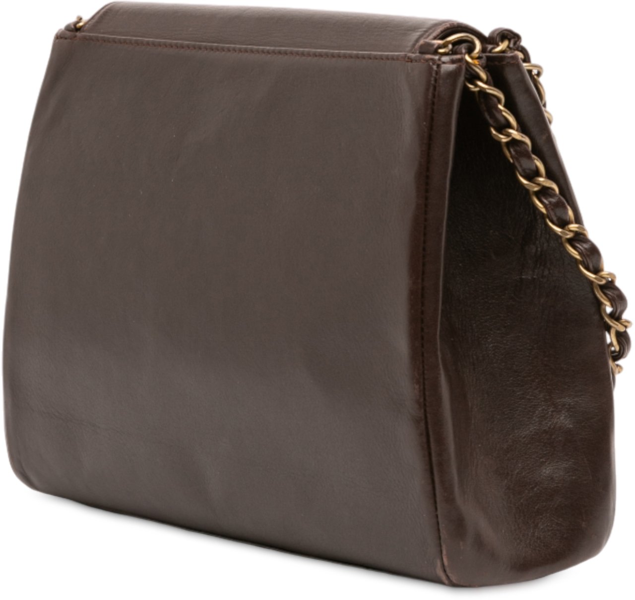 Chanel CC Lambskin Chain Shoulder Bag Bruin