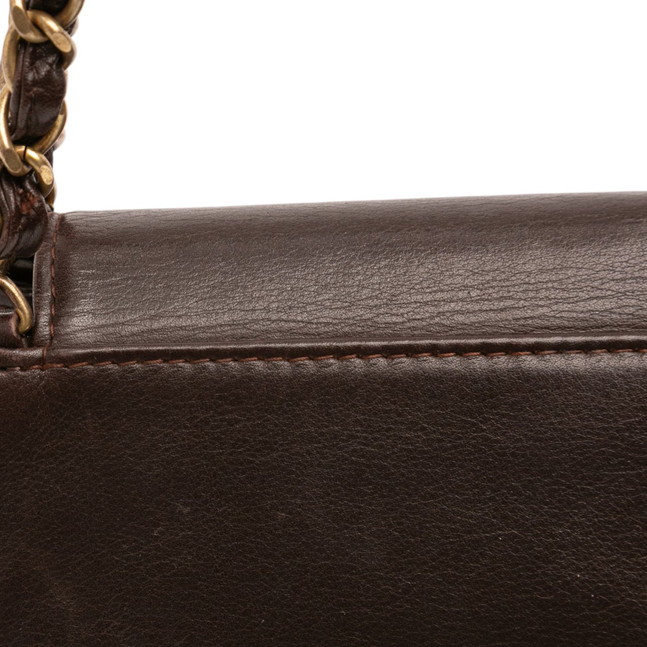 Chanel CC Lambskin Chain Shoulder Bag Bruin