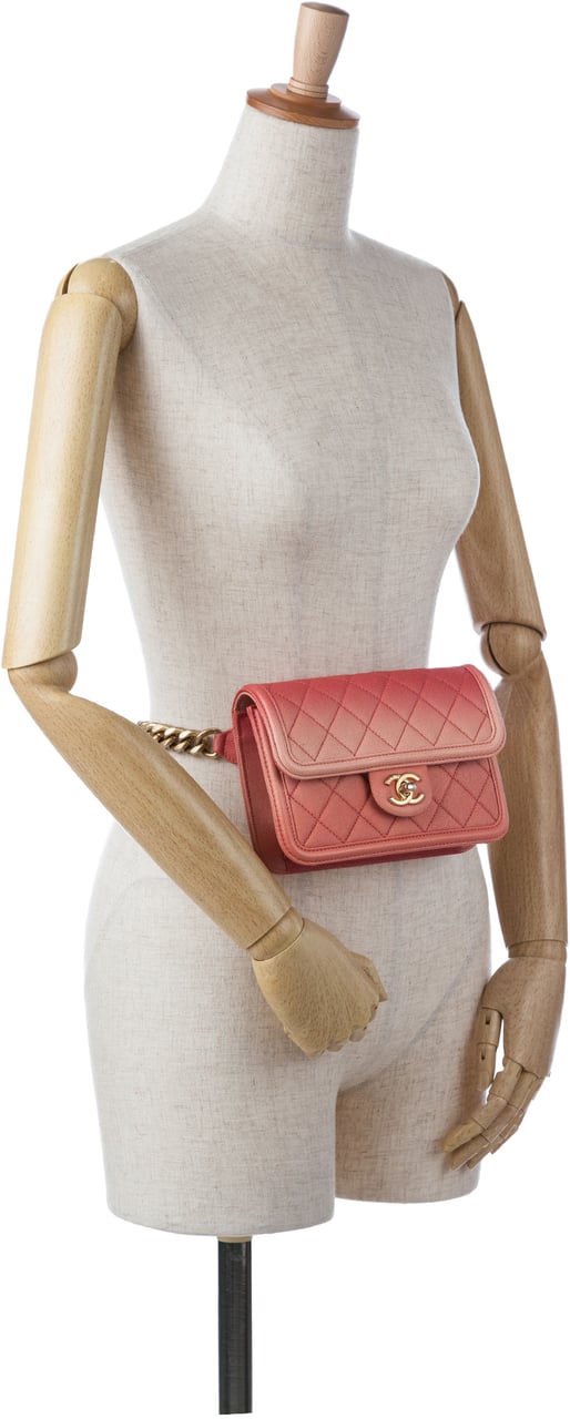Chanel Caviar Sunset On The Sea Flap Belt Bag Roze
