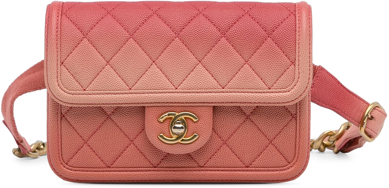 Chanel Caviar Sunset On The Sea Flap Belt Bag Roze
