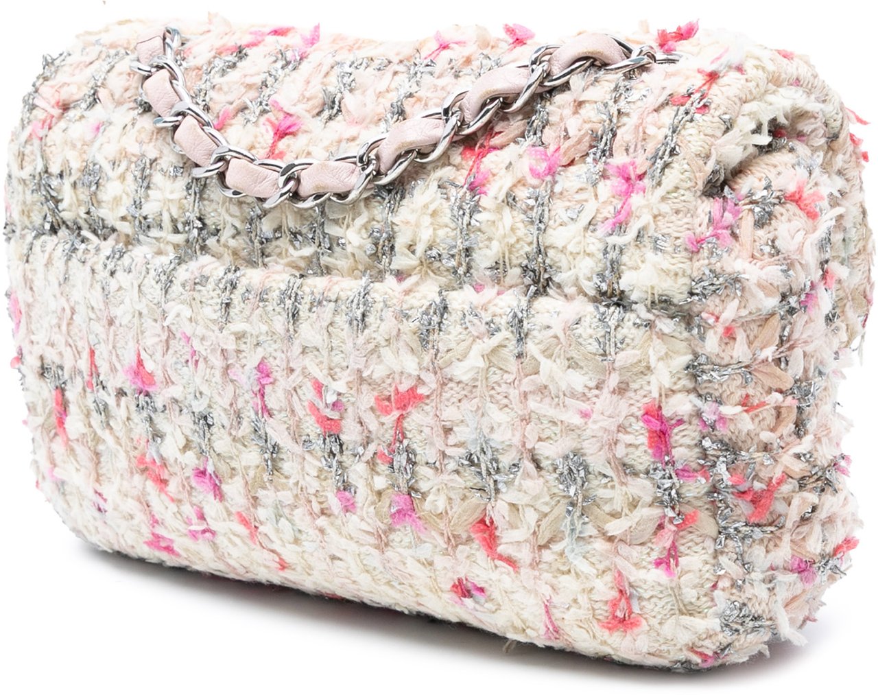 Chanel Mini Rectangular Classic Tweed Single Flap Roze